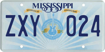 MS license plate ZXY024