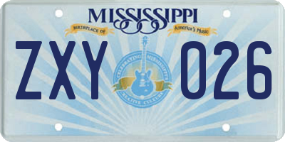 MS license plate ZXY026