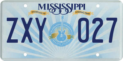 MS license plate ZXY027