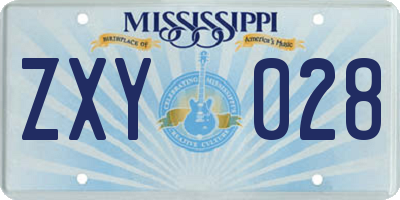MS license plate ZXY028