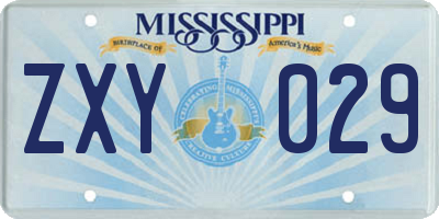 MS license plate ZXY029