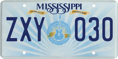 MS license plate ZXY030