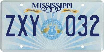 MS license plate ZXY032