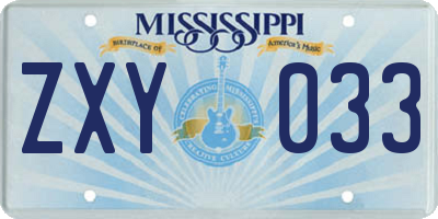 MS license plate ZXY033