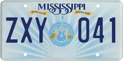 MS license plate ZXY041