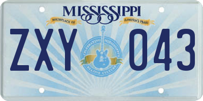MS license plate ZXY043