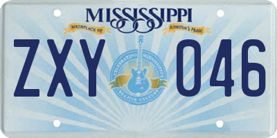 MS license plate ZXY046