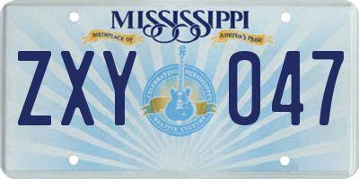 MS license plate ZXY047