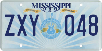 MS license plate ZXY048