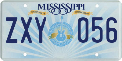 MS license plate ZXY056