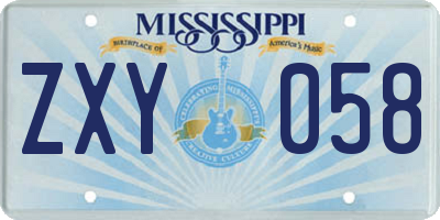 MS license plate ZXY058