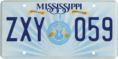 MS license plate ZXY059