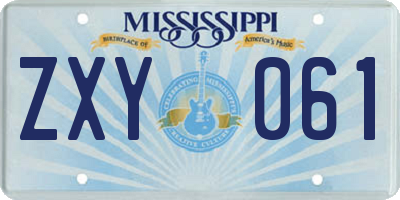 MS license plate ZXY061