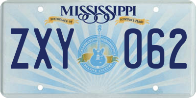MS license plate ZXY062
