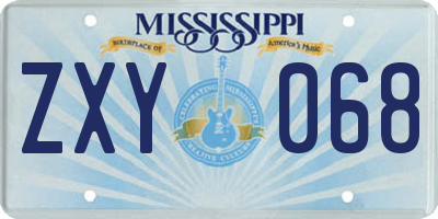 MS license plate ZXY068