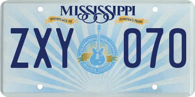 MS license plate ZXY070