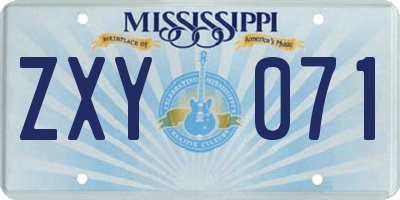 MS license plate ZXY071