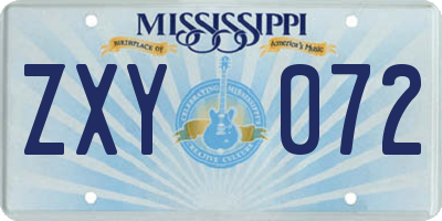MS license plate ZXY072