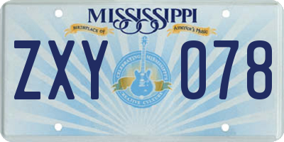MS license plate ZXY078