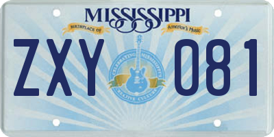 MS license plate ZXY081