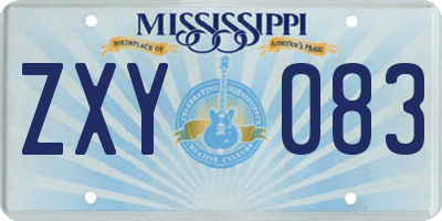 MS license plate ZXY083