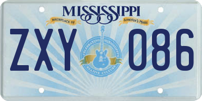 MS license plate ZXY086