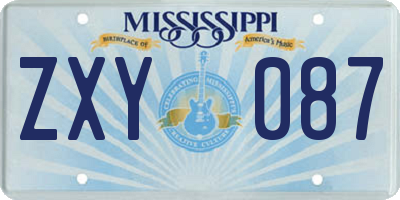 MS license plate ZXY087