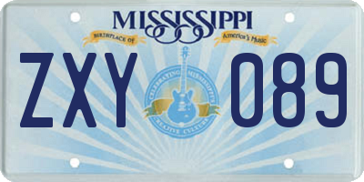 MS license plate ZXY089