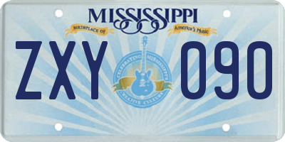 MS license plate ZXY090