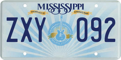 MS license plate ZXY092
