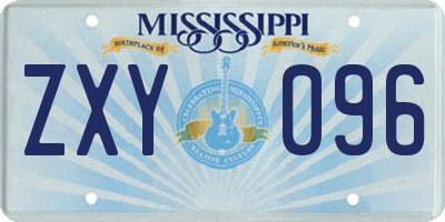MS license plate ZXY096