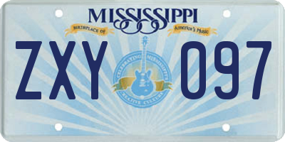 MS license plate ZXY097