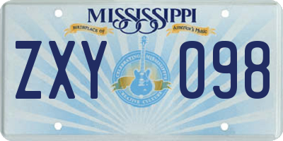 MS license plate ZXY098