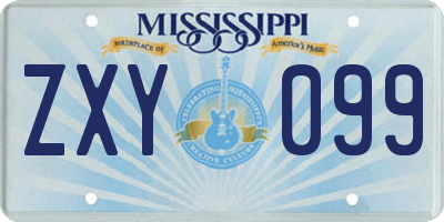 MS license plate ZXY099