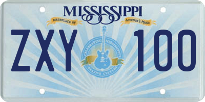 MS license plate ZXY100