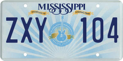 MS license plate ZXY104