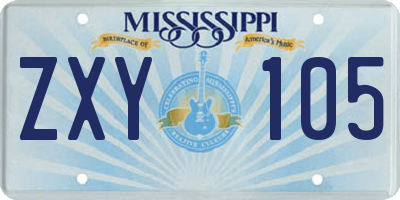 MS license plate ZXY105