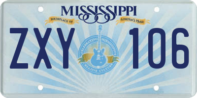 MS license plate ZXY106