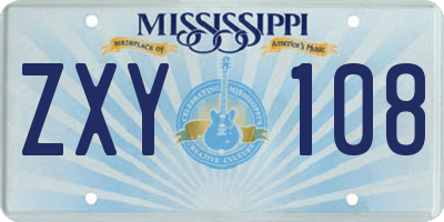 MS license plate ZXY108