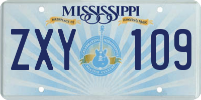 MS license plate ZXY109