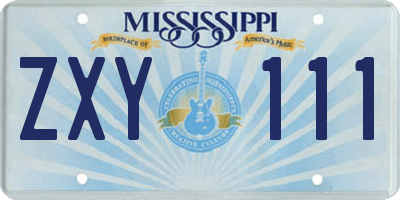 MS license plate ZXY111