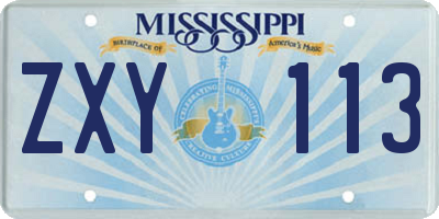 MS license plate ZXY113