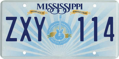 MS license plate ZXY114