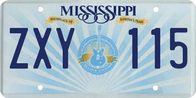 MS license plate ZXY115