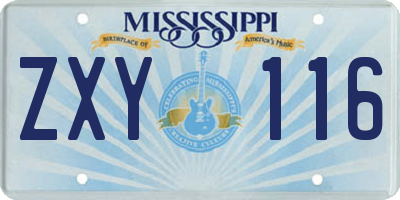 MS license plate ZXY116