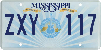 MS license plate ZXY117