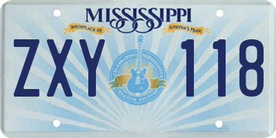 MS license plate ZXY118