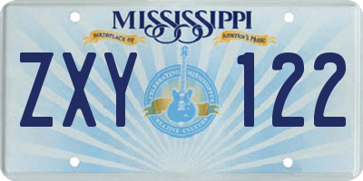 MS license plate ZXY122
