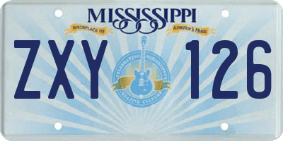 MS license plate ZXY126
