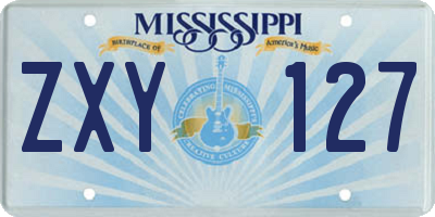 MS license plate ZXY127